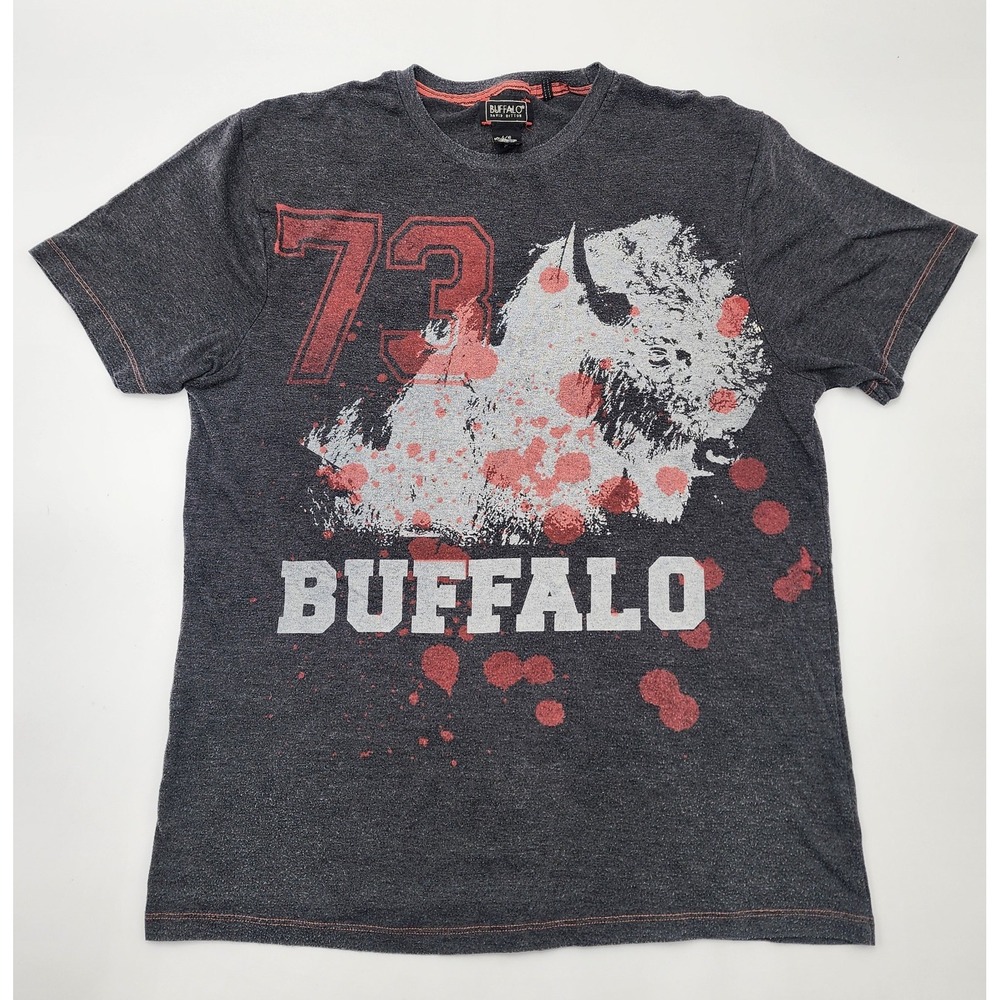 Buffalo By David Bitton‎ 73 Buffalo Print Shirt Paint Splatter Large Gray